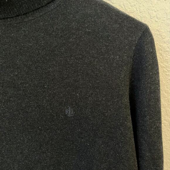 Lauren Ralph Lauren Turtleneck Sweater Large Silk Cashmere Blend Black - Picture 3 of 12